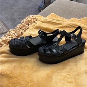 Wanted Black Platform Cage Sandals